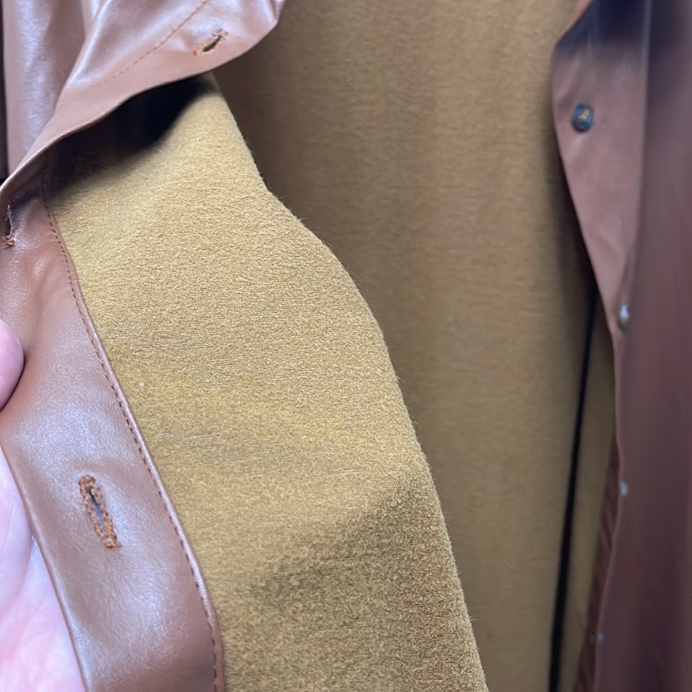 Oversized Brown Pleather Jacket - Picture 9 of 10